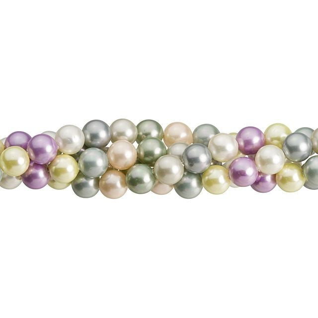 6mm Light Multi-Color Round Mother of Pearl Bead Strand