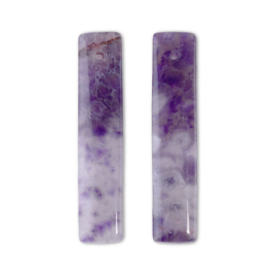 Dog Teeth Amethyst 10x48mm Rectangle - Pendant (1 Pair)