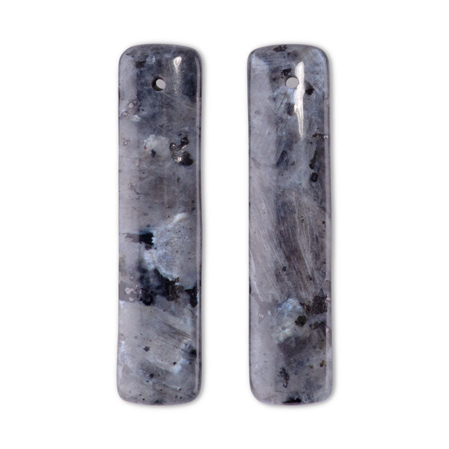 Larvakite 11x48mm Rectangle Pair - Pendant