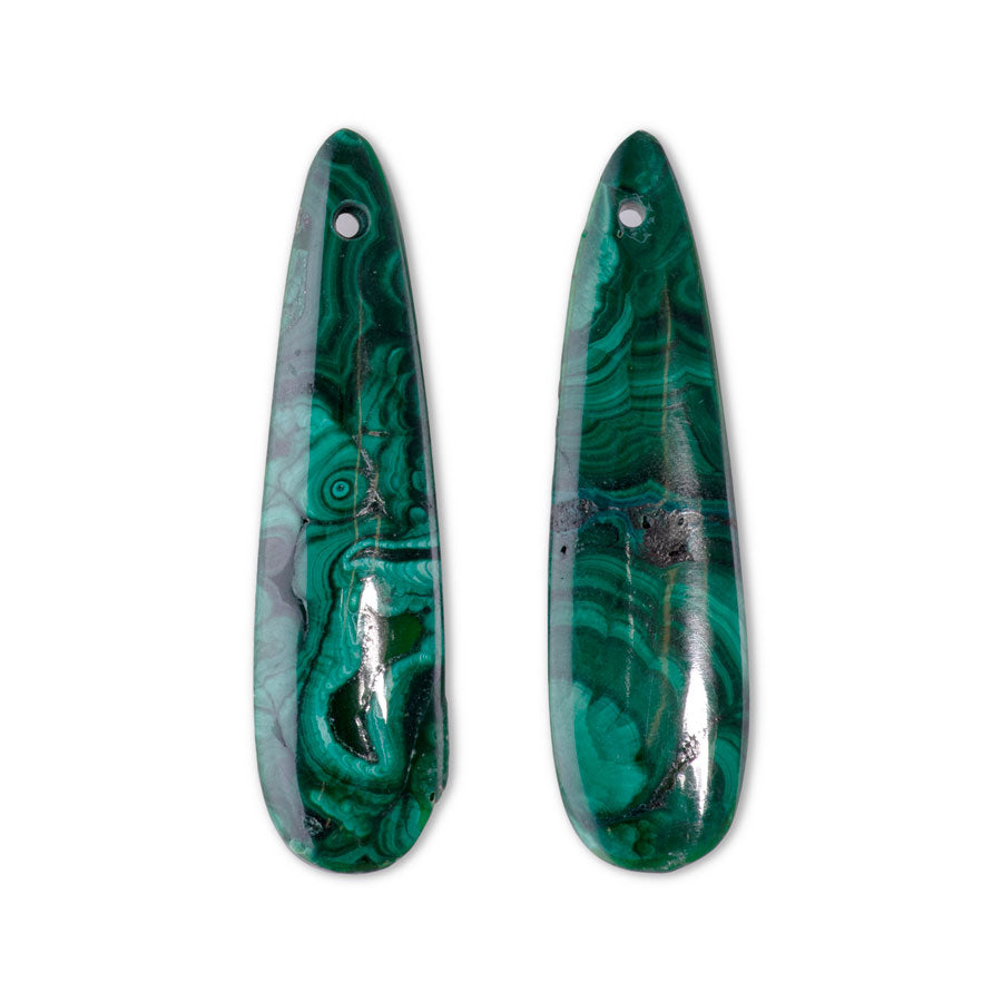 Malachite 12x46mm Drop - Pendant  (1 Pair)