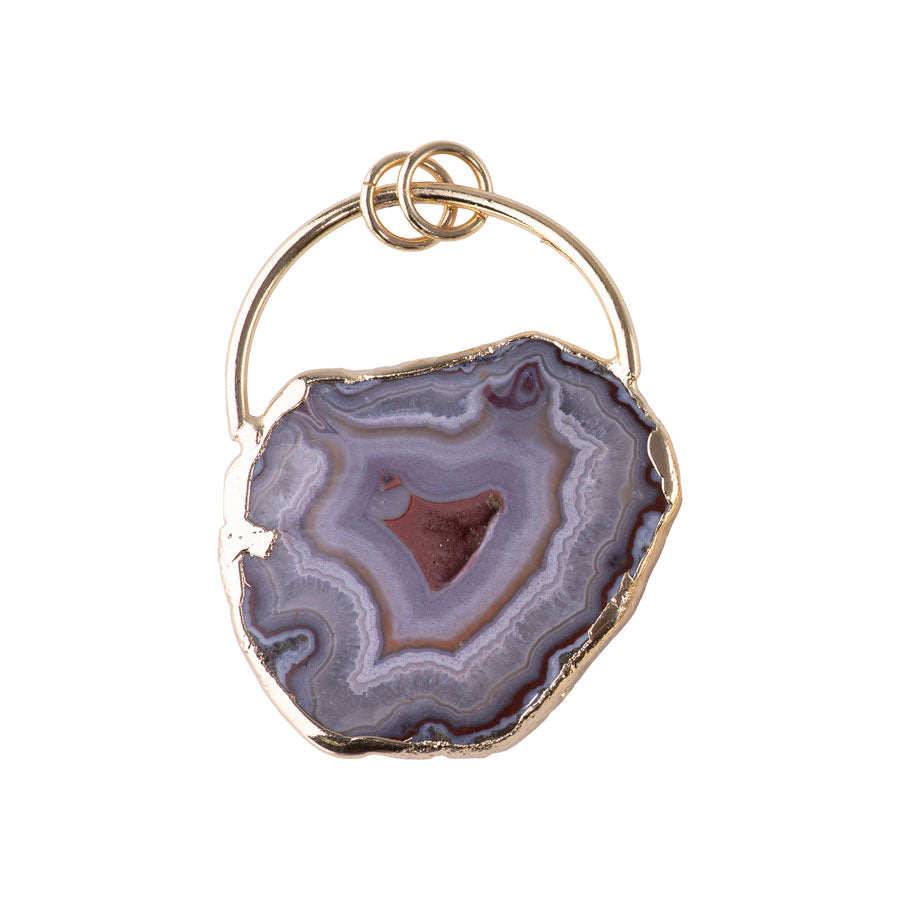 Morocco Agate Large Freeform Pendant Gold - Pendant