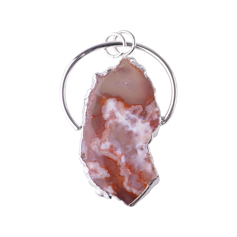 Morocco Agate Large Freeform Pendant Silver - Pendant