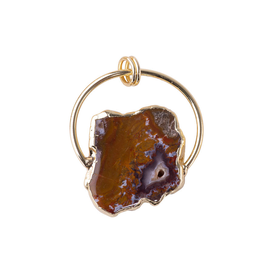 Morocco Agate Medium Freeform Pendant Gold - Pendant