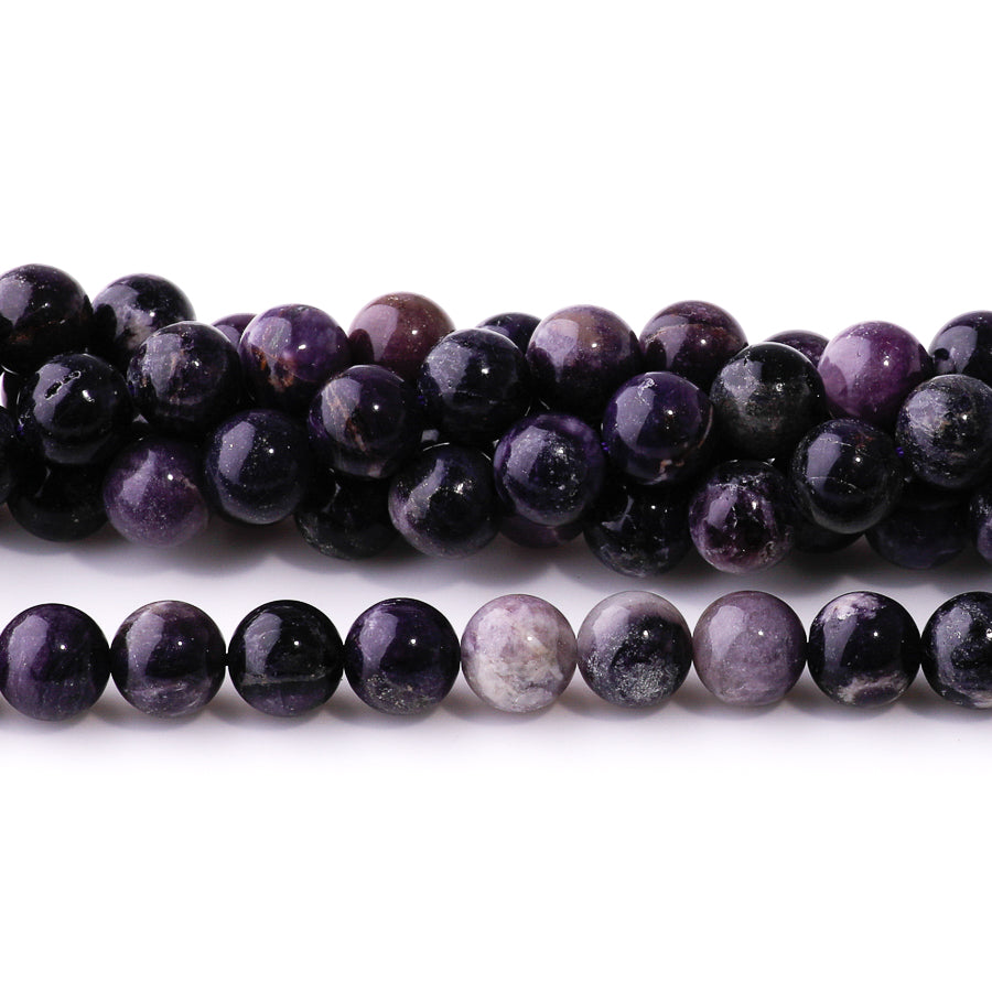 Purple Fluorite 8mm Round A Grade- 15-16 Inch