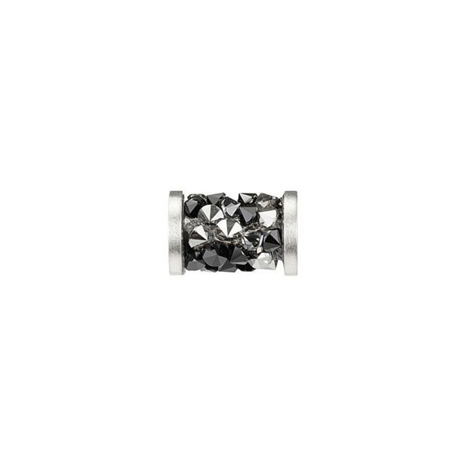 PRESTIGE 5950 8mm Jet and Crystal Metallic Silver Fine Rocks Tube Bead with Stainless Steel Ending