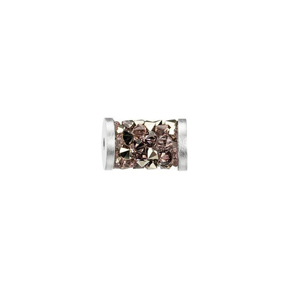 PRESTIGE 5950 8mm Vintage Rose and Crystal Metallic Light Gold Fine Rocks Tube Bead with Stainless Steel Ending