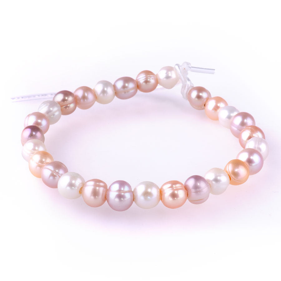 Freshwater Pearl 7-8mm Potato Mix Large Hole Beads- 8 inch