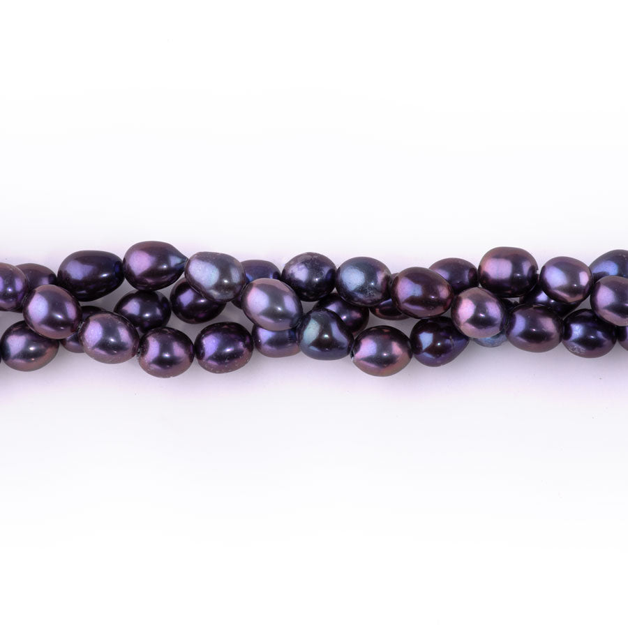 Freshwater Pearl 7-8mm Rice Peacock- 15-16 Inch