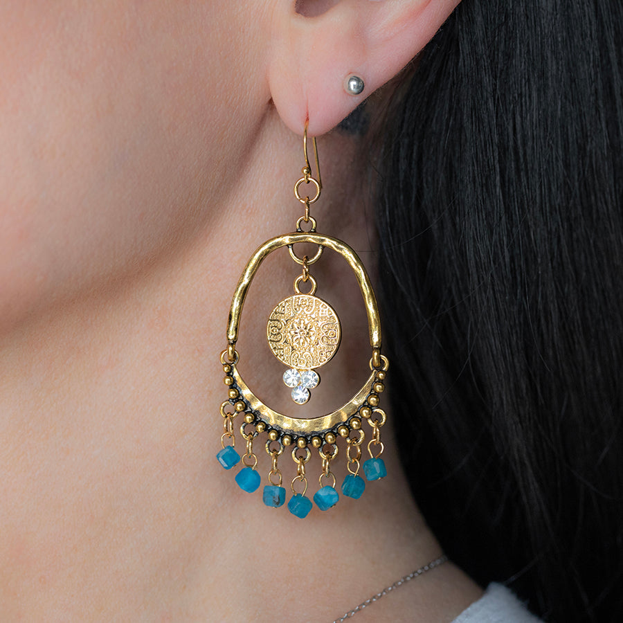 Chandelier Swing Gemstone Earring Kits - Blue Apatite and Gold