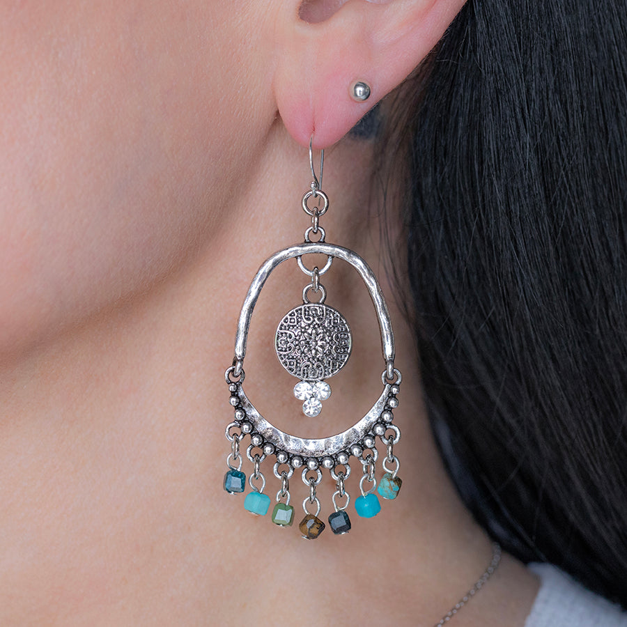 Chandelier Swing Gemstone Earring Kits - Hubei Turquoise and Silver