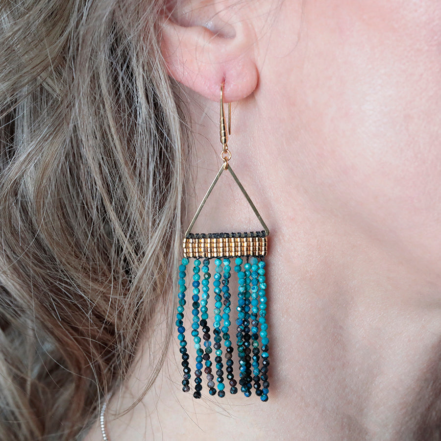 Cleopatra Gemstone Fringe Earring Kit - Gold and Chrysocolla