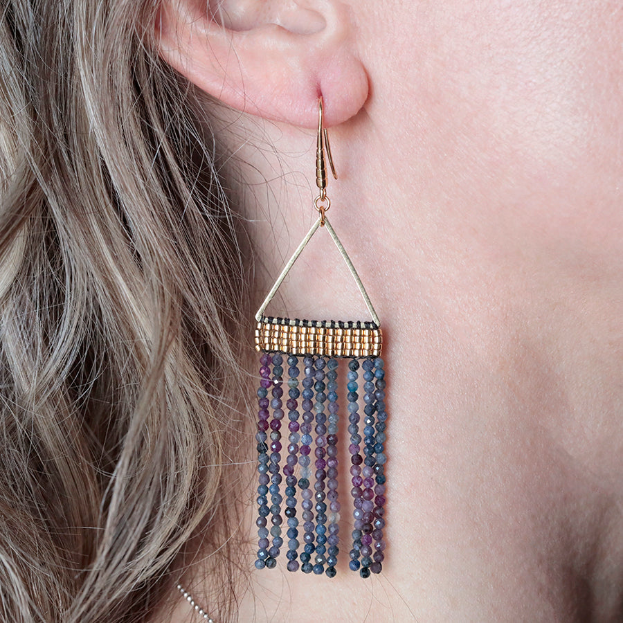 Cleopatra Gemstone Fringe Earring Kit - Gold and Ruby Sapphire – Goody Beads