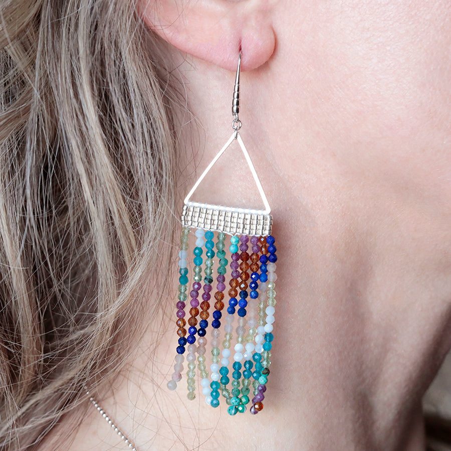 Cleopatra Gemstone Fringe Earring Kit - Silver and Mixed Gemstone