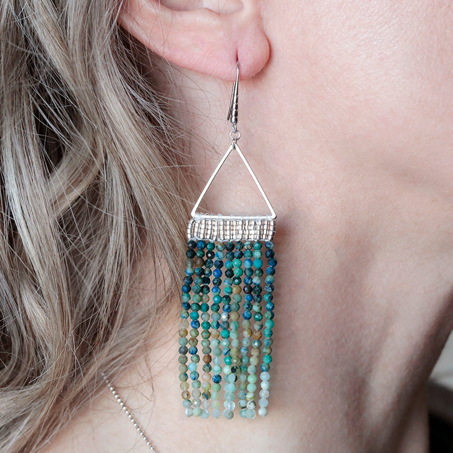 Cleopatra Gemstone Fringe Earring Kit - Silver and Azurite