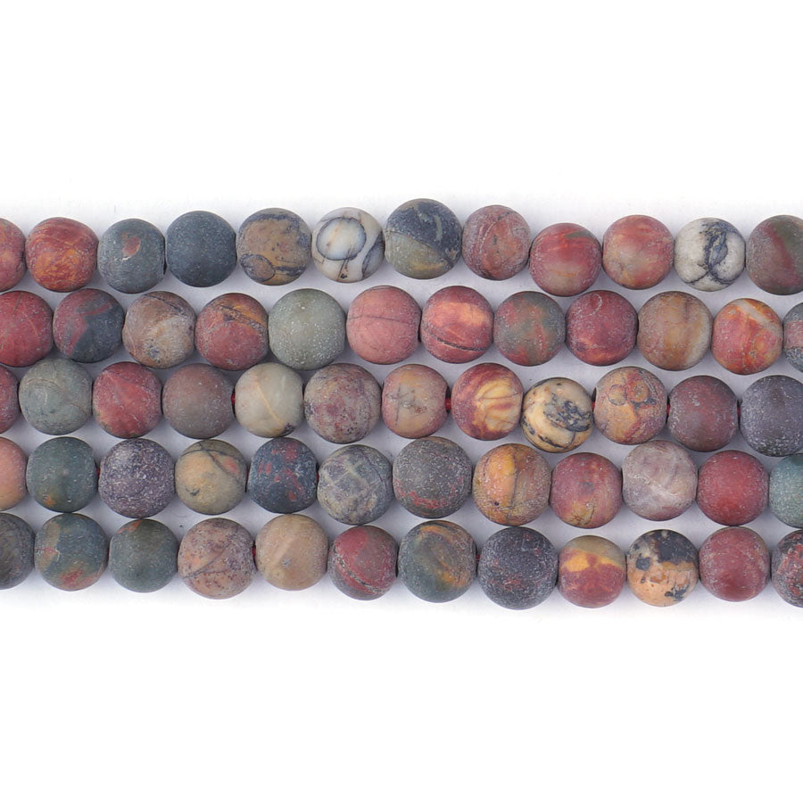 Red Creek Jasper 6mm Round Matte Large Hole Beads - 8 Inch