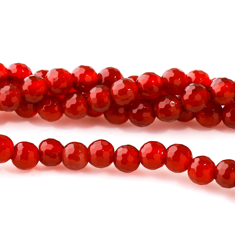 Red Agate 6mm Round Faceted - Large Hole Beads