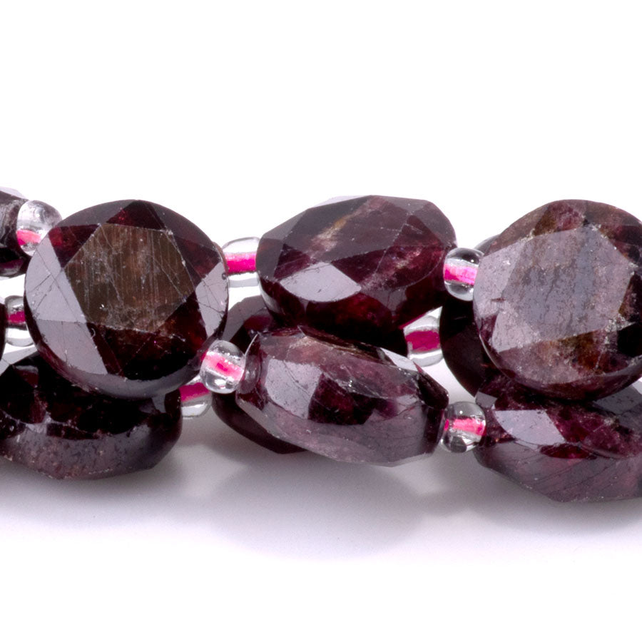 Red Garnet 12mm Star Cut Coin - 15-16 Inch