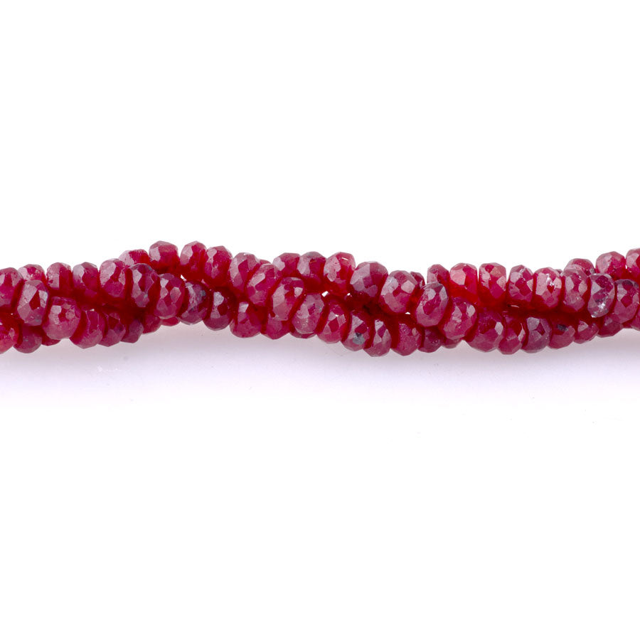 Ruby 4mm Rondelle Faceted (Enhanced) - 15-16 Inch