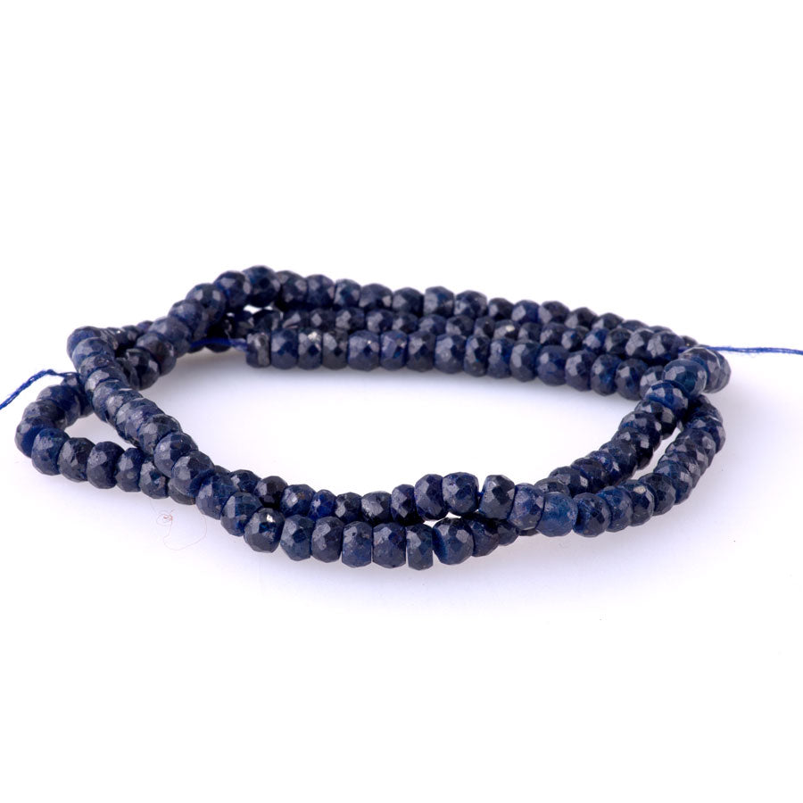 Blue Sapphire 4mm Rondelle Faceted (Enhanced) - 15-16 Inch