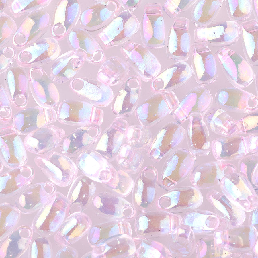 LDP-265 - 3x5.5mm Long Drop Miyuki Beads - Transparent Pale Pink AB