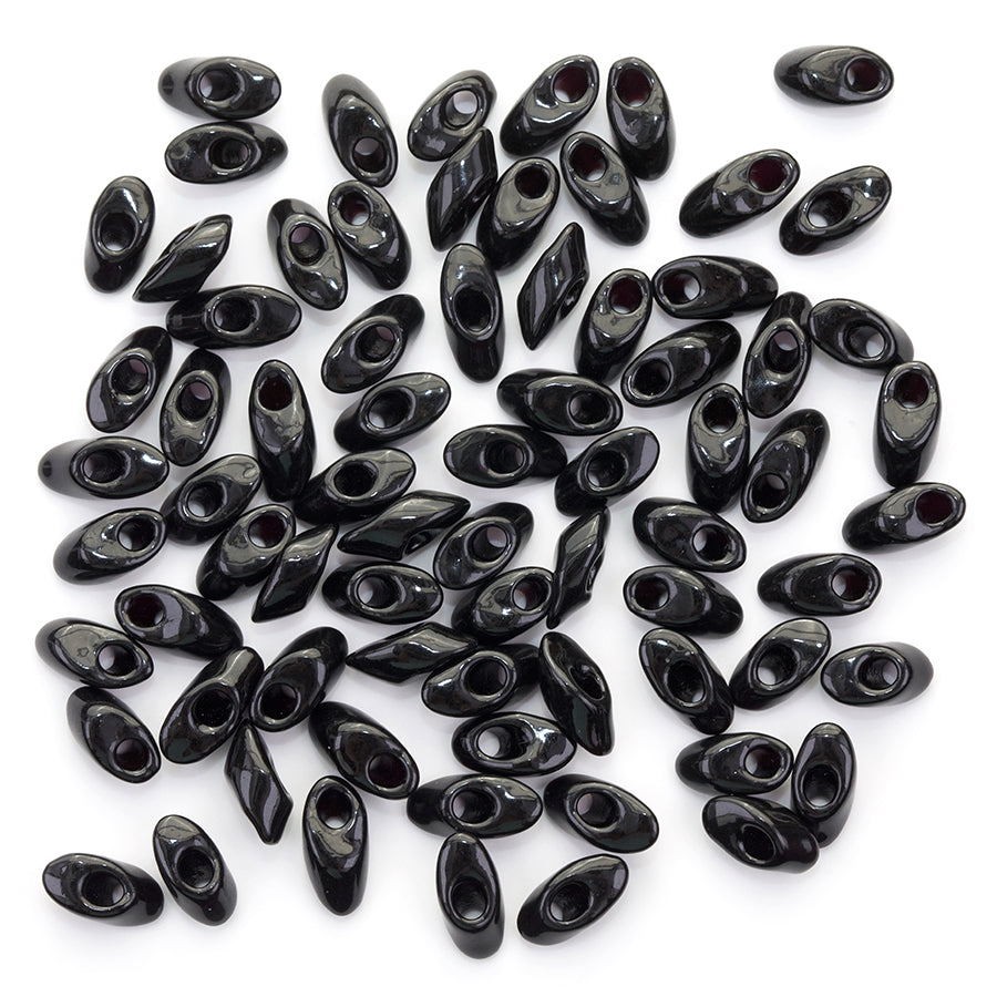 LMA-401 - 4x7mm Long Magatama Miyuki Beads - Black