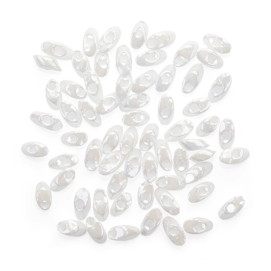 LMA-420 - 4x7mm Long Magatama Miyuki Beads - White Pearl Ceylon