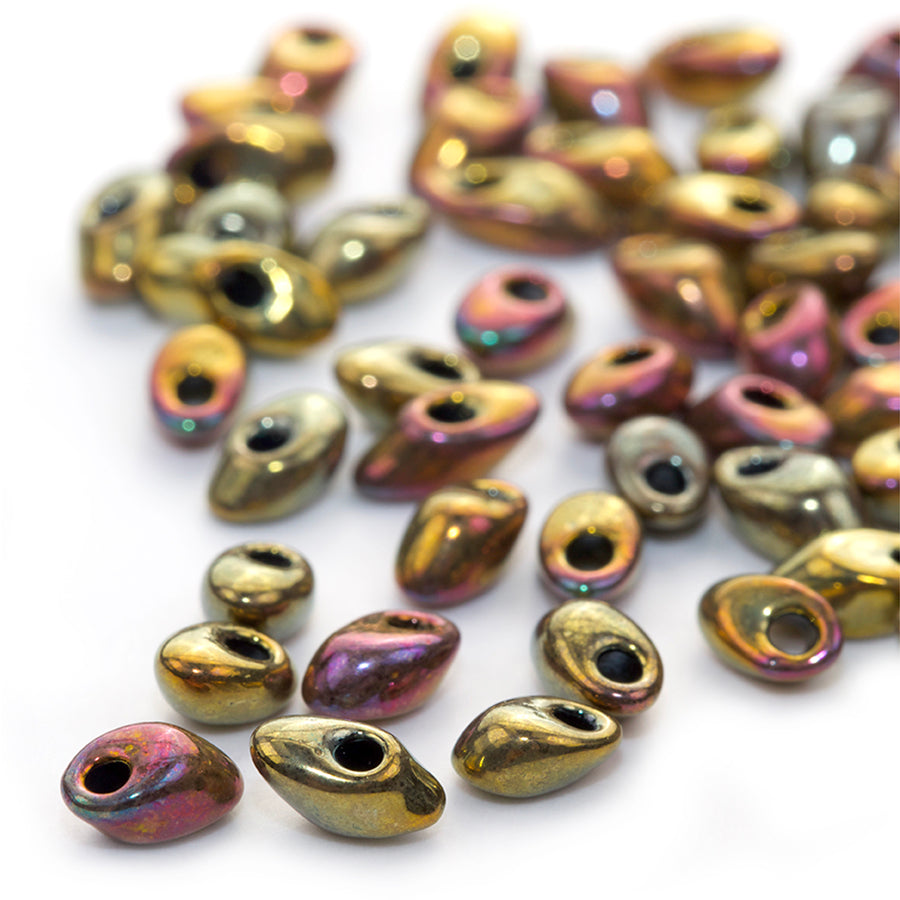 LMA-462 - 4x7mm Long Magatama Miyuki Beads - Metallic Iris Gold