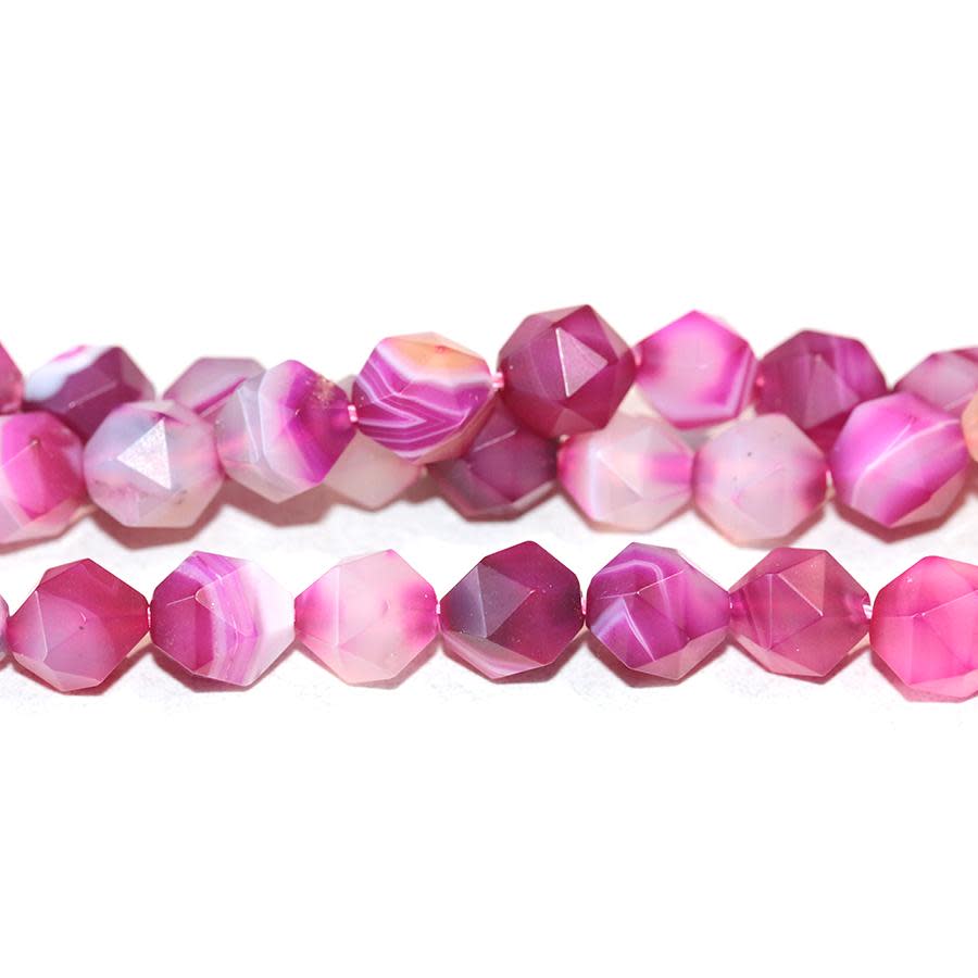 MATTE Pink Sardonyx (dyed) 10mm Star Cut Round 15-16 Inch