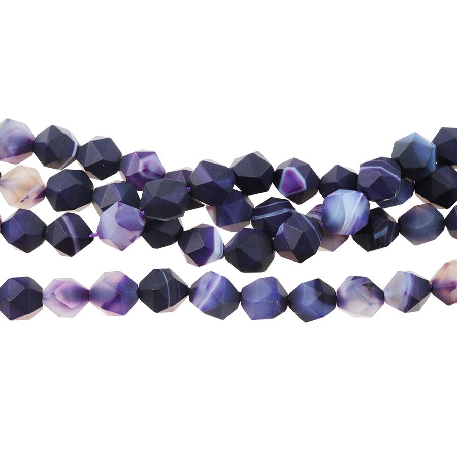 MATTE Purple Sardonyx (dyed) 10mm Star Cut Round 15-16 Inch