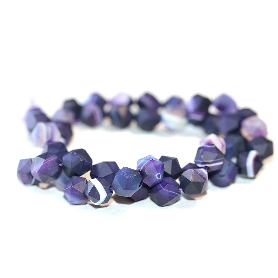 MATTE Purple Sardonyx (dyed) 6mm Star Cut Round 15-16 Inch