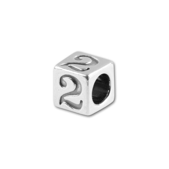 Sterling Silver 4.5mm Number Bead - 2