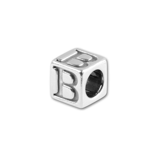 Sterling Silver 4.5mm Alphabet Bead - B