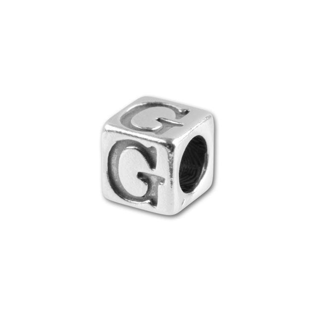 Sterling Silver 4.5mm Alphabet Bead - G