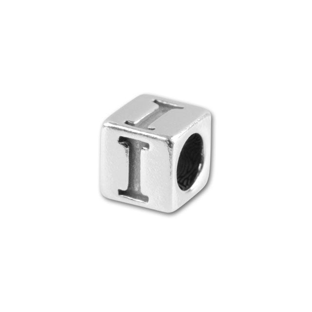 Sterling Silver 4.5mm Alphabet Bead - I