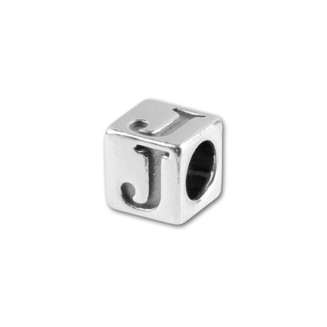 Sterling Silver 4.5mm Alphabet Bead - J