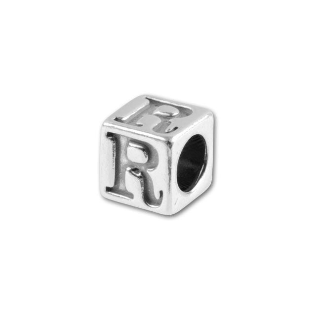 Sterling Silver 4.5mm Alphabet Bead - R