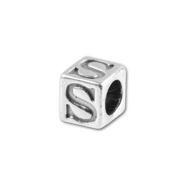 Sterling Silver 4.5mm Alphabet Bead - S