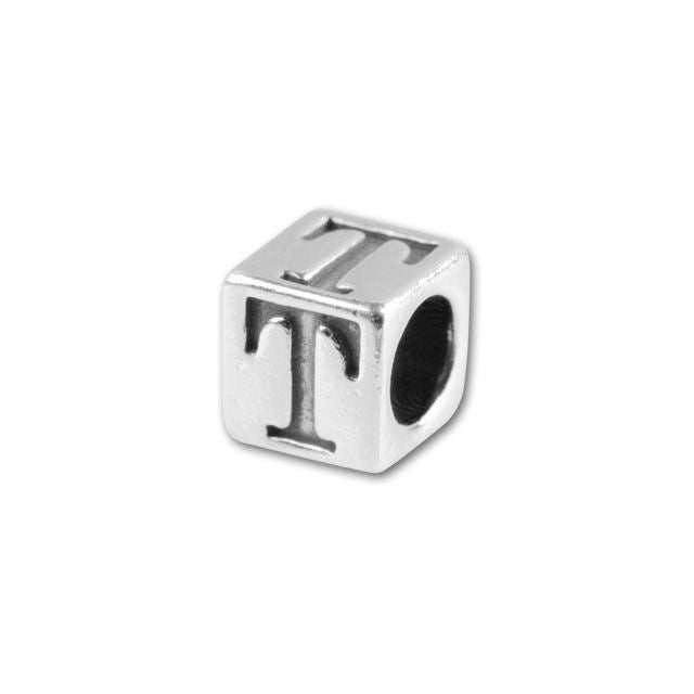 Sterling Silver 4.5mm Alphabet Bead - T