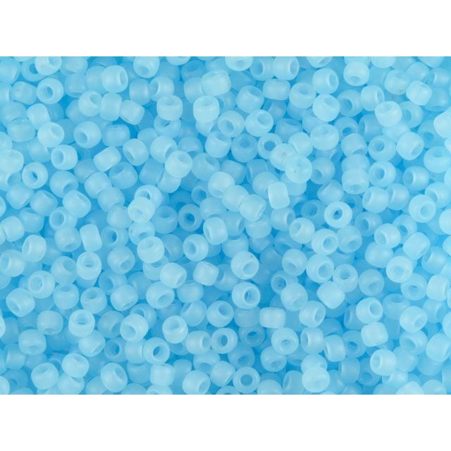 TOHO Bead Round 11/0, Frosted Ceylon Pastel Blue, 2.5-Inch Tube