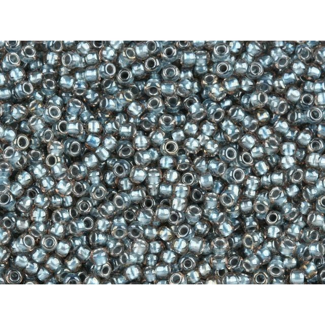 TOHO Bead Round 11/0, Color-Lined Colonial Gray/Crystal, 2.5-Inch Tube