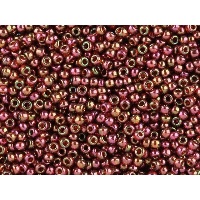 TOHO Bead Round 11/0, Gold-Lustered Raspberry, 2.5-Inch Tube