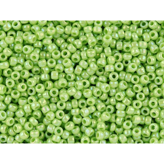 TOHO Bead Round 11/0, Opaque-Rainbow Lime Green AB, 2.5-Inch Tube