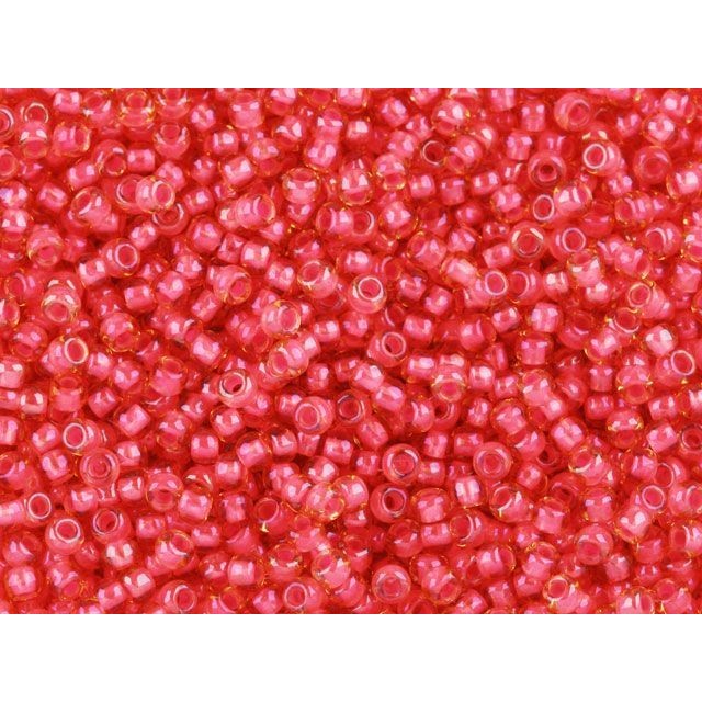 TOHO Bead Round 11/0, Coral Lined Amber, 2.5-Inch Tube