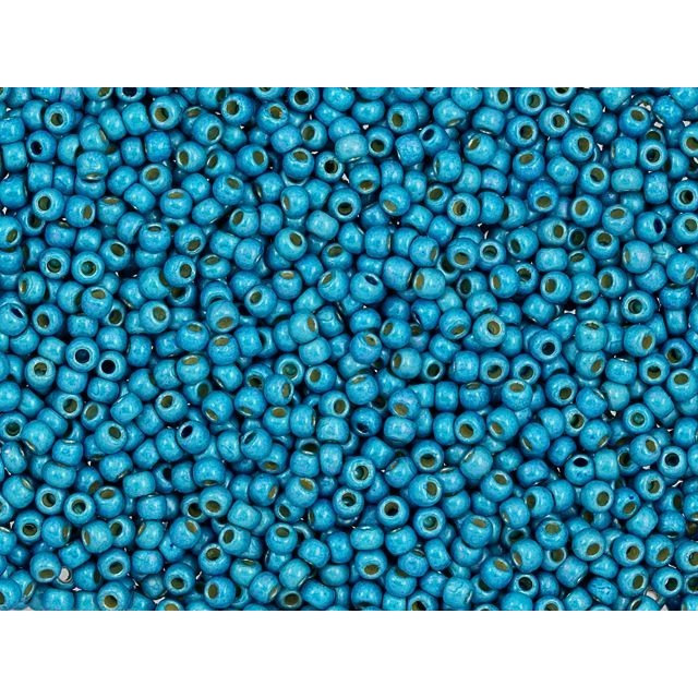 TOHO Round Bead 11/0 PermaFinish Matte Galvanized Aqua Sky 2.5-Inch Tube