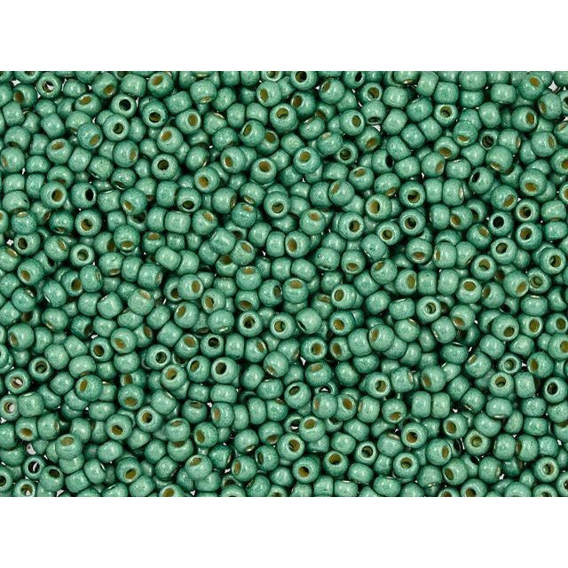 TOHO Round Bead 11/0 PermaFinish Matte Galvanized Jade Green 2.5-Inch Tube