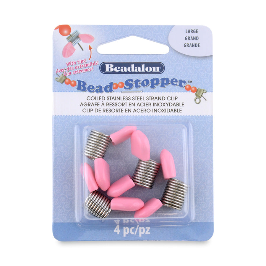 Bead Stoppers with Large Pink Tips - 4 Pack