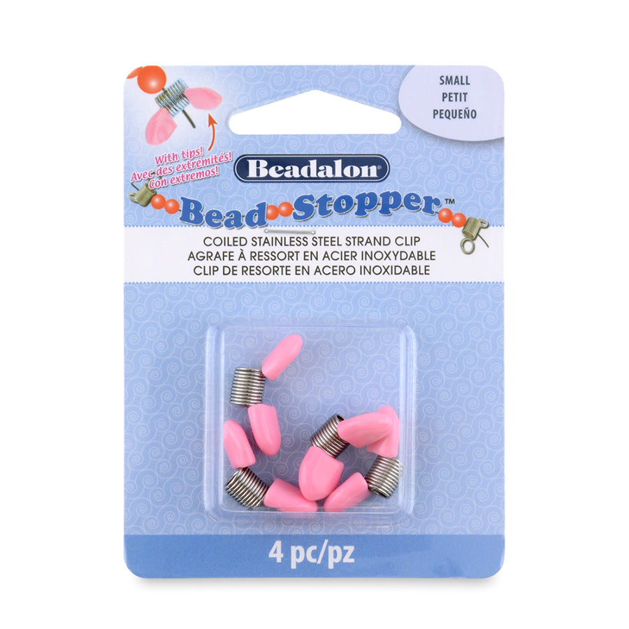 Bead Stoppers with Small Pink Tips - 4 Pack