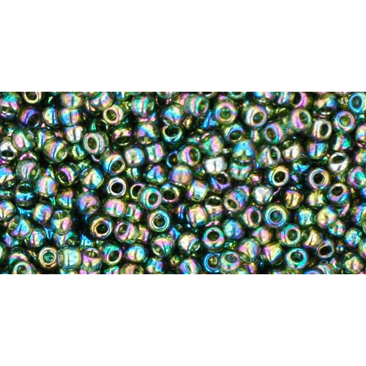 TOHO Round 11/0, Tube 2.5" : Transparent-Rainbow Olivine