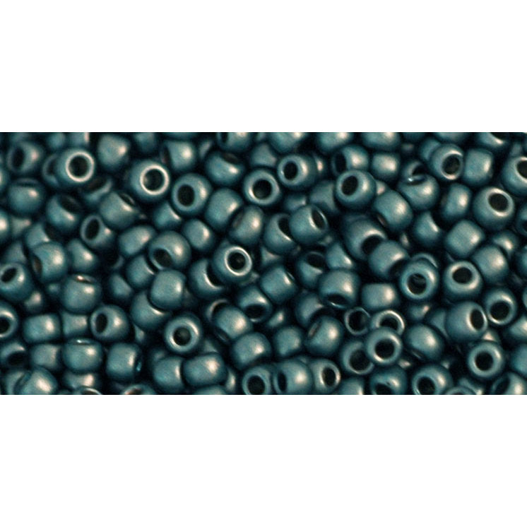 TOHO Round 11/0, Tube 2.5" : Higher-Metallic Frosted Teal Hematite