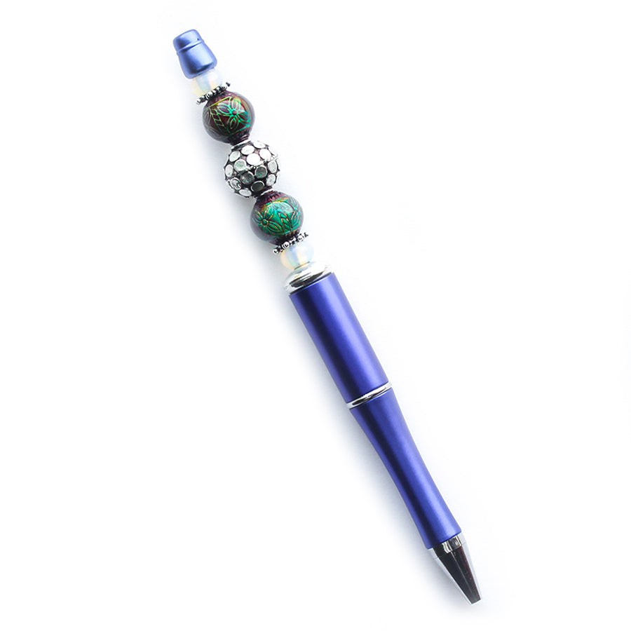 Beads with Bead Pen Kit - Blue Rhinestone and Opalite with White